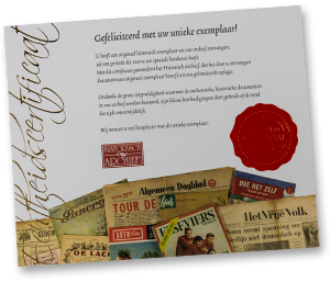 Historisch krant geboortedag cadeau met certificaat van echtheid